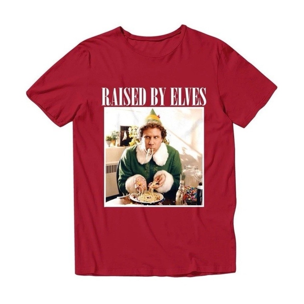 New Buddy the Elf Raised By Elves Red Christmas Shirt Size XXL Will Ferrell C575